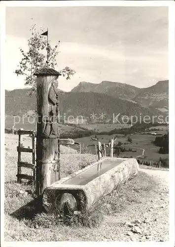 Oberstaufen Brunnentrog Panorama Kat. Oberstaufen