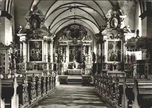 Corvey Kirche Inneres mit Hauptaltar Kat. Hoexter