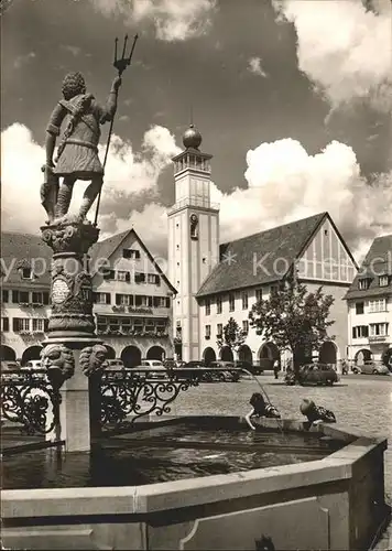 Freudenstadt Marktplatz mit Brunnen und Rathaus Kat. Freudenstadt