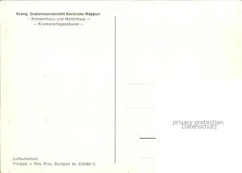 Rueppurr Ev Diakonissenanstalt Krankenhaus Mutterhaus Fliegeraufnahme Kat. Karlsruhe