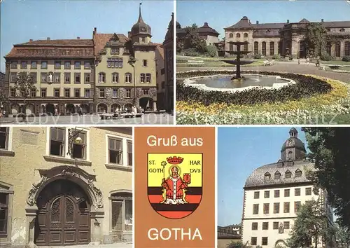 Gotha Thueringen Hauptmarkt Rathaus Orangerie Haus Zur Goldenen Schelle Portal Schloss Friedenstein Ostturm Kat. Gotha