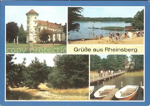 Rheinsberg Schloss mit Seeterrasse Strandbad Grienericksee Heidelandschaft Bootshafen Kat. Rheinsberg