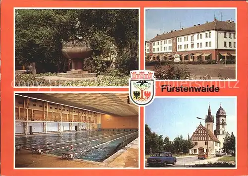 Fuerstenwalde Spree Grassnick Brunnen Muehlenstr Spree Schwimmhalle Rathaus und Dom Kat. Fuerstenwalde