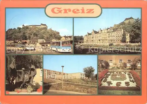 Greiz Thueringen Busbahnhof Elstersteig Faschismusdenkmal Blumenuhr Kat. Greiz