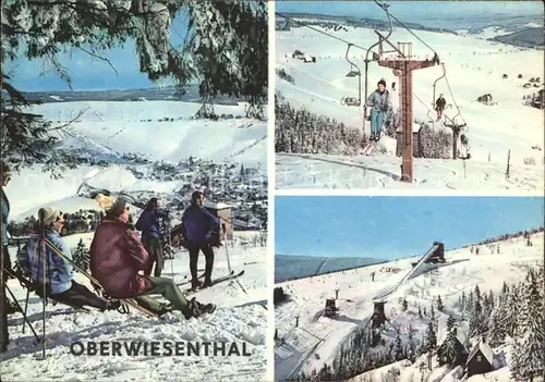 Oberwiesenthal Erzgebirge Teilansicht Skipiste Sessellift Sprungschanze Kat. Oberwiesenthal