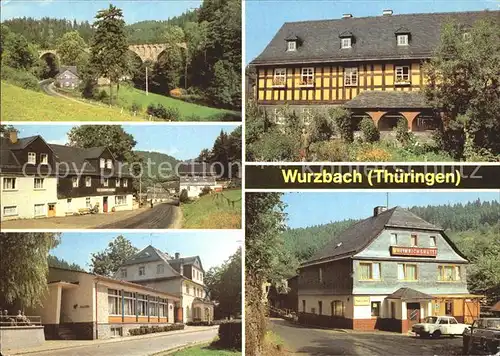 Wurzbach Viadukt im Sormitztal Konsum Gaststaette FDGB Heim Rudi Arnstadt Rathaus Gaststaette Heinrichshuette Kat. Wurzbach