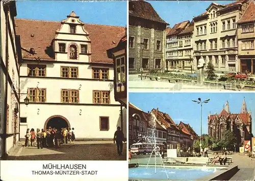 Muehlhausen Thueringen Rathaus Karl Marx Platz Wilhelm Pieck Platz Brunnen Kat. Muehlhausen Thueringen