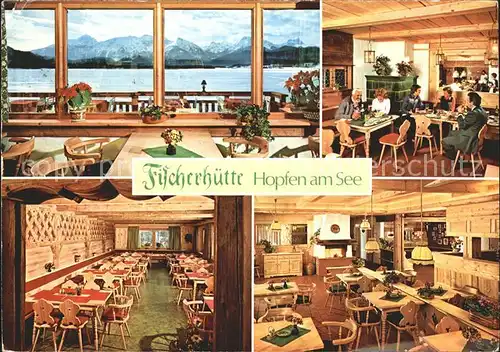Hopfen See Gasthaus Fischerhuette Gastraeume Speisesaal Kat. Fuessen