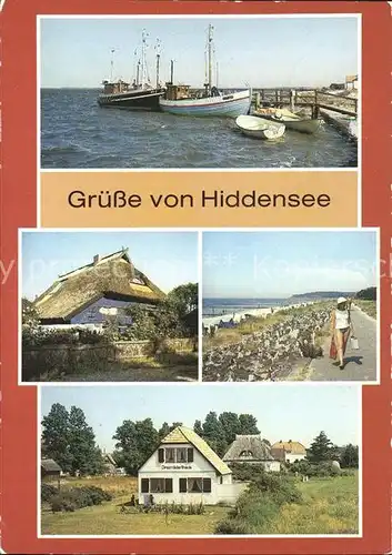 Insel Hiddensee Vitte Hafen Blaue Scheune Duenendamm Kat. Insel Hiddensee