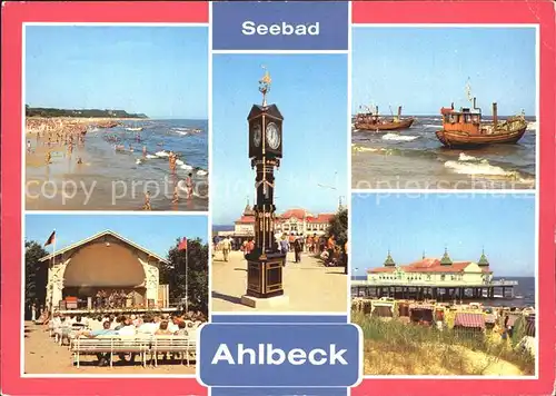 Ahlbeck Ostseebad Seebruecke Strand Konzertplatz Kat. Heringsdorf Insel Usedom