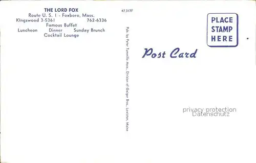 Foxboro Massachusetts The Lord Fox Kat. Foxboro
