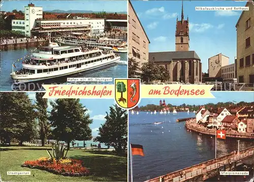 Friedrichshafen Bodensee Uferpromenade Stadtgarten Nikolauskirche Kat. Friedrichshafen