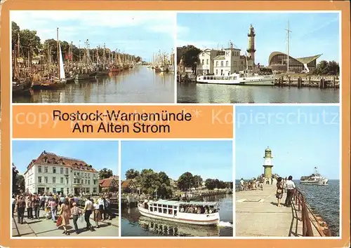 Warnemuende Ostseebad am alten Strom Leuchtturm  Kat. Rostock