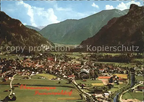 Oberammergau Passionsspieldorf Fliegeraufnahme Kat. Oberammergau