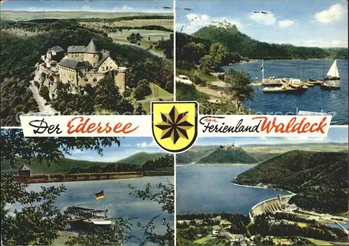 Waldeck Edersee Burg Edersee und Staumauer