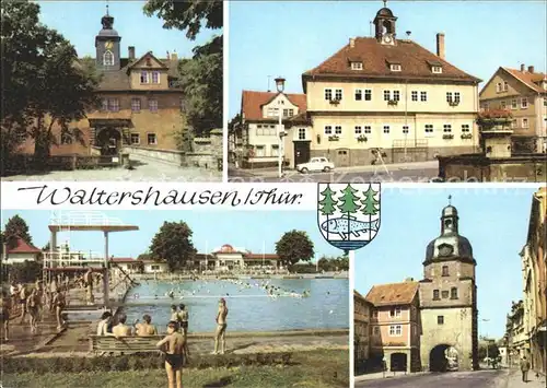 Waltershausen Gotha Schloss Tenneberg Rathaus Nikolaustor Schwimmbad Kat. Waltershausen