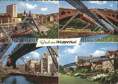 Wuppertal Schwebebahn mit Hochhaus der Glanszstoff AG Thalia Therater Neuerweg Sonnenborner Bruecke Kat. Wuppertal