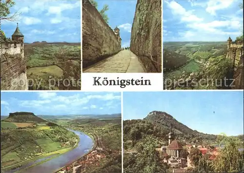 Koenigstein Saechsische Schweiz Festungsaufgang Bielatal Elbe und Lilienstein Kat. Koenigstein Saechsische Schweiz