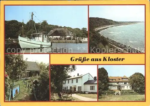 Kloster Hiddensee Hafen Steinwall Kapitaenshaus Restaurant Enddorn und Dornbusch Kat. Insel Hiddensee