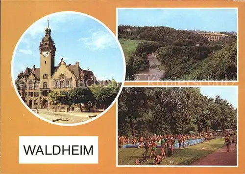 Waldheim Sachsen Rathaus Diedenheiner Viadukt Stadtbad an Zschopau Kat. Waldheim Sachsen