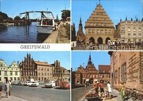 Greifswald Mecklenburg Vorpommern Wieker Bruecke Rathaus Markt Platz der Freundschaft Kat. Greifswald