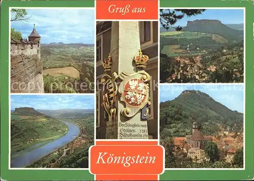 Koenigstein Saechsische Schweiz Elbe Lilienstein Postmeilensaeule Kat. Koenigstein Saechsische Schweiz