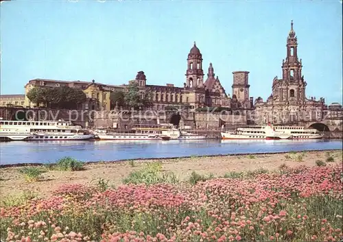 Dresden Bruehlscher Terrasse Schloss Katholischer Hofkirche  Kat. Dresden Elbe