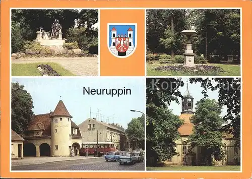 Neuruppin Fontanedenkmal Tempelgarten Bahnhof Rheinsberger Tor  Kat. Neuruppin