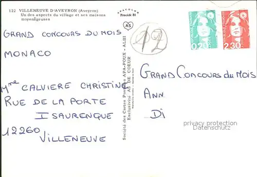 Villeneuve Aveyron Maisons moyenageuses Kat. Villeneuve