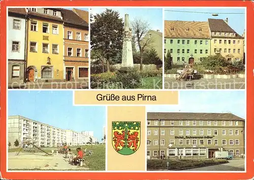 Pirna Haus Jacoban Postmeilensaeule Markt Sonnenstein Hotel Schwarzer Adler Kat. Pirna