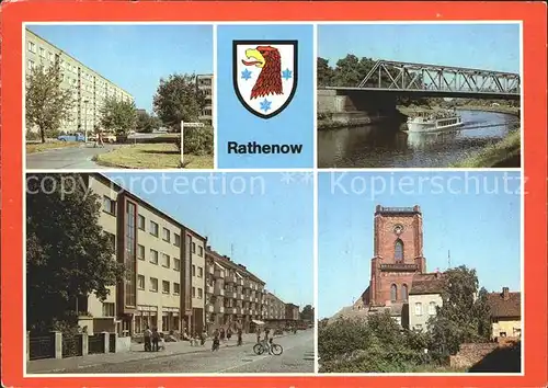 Rathenow Bruno Baum Ring Hauptschleuse mit Bruecke des Friedens Wilh Pieck Str Altstadt mit Kirche Kat. Rathenow