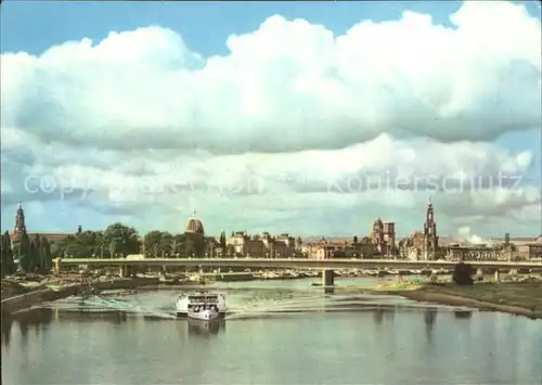 Dresden Blick von der Bruecke der Einheit Kat. Dresden Elbe