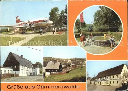 Caemmerswalde Schauflugzeug IL 18 Park Gaststaette Caemmerswalde Teilansicht Gasthof Caemmerswalde Kat. Neuhausen Erzgebirge