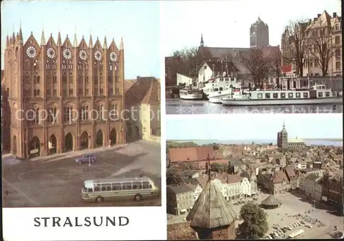 Stralsund Mecklenburg Vorpommern Rathaus Fahrgastschiffe Stadtblick Kat. Stralsund