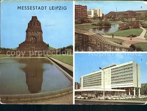 Leipzig Voelkerschlachtdenkmal Schwanenteich Hauptbahnhof Interhotel Stadt Leipzig Kat. Leipzig