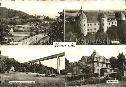 Nossen Muldental Schloss Huthaus Autobahnbruecke Krankenhaus Kat. Nossen