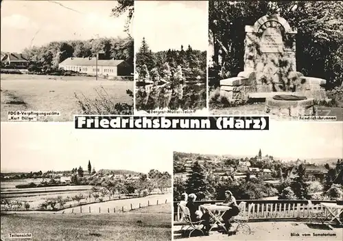 Friedrichsbrunn Harz FDGB Verpflegungsstaette Kurt Dilge Friedrichsbrunnen Teilansicht Blick vom Sanatorium  Kat. Friedrichsbrunn