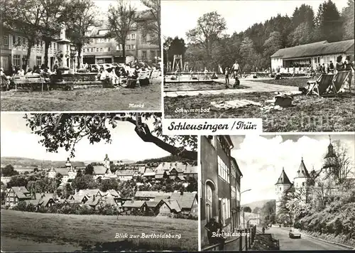 Schleusingen SchwimmbadMarkt Bertholdsburg Kat. Schleusingen