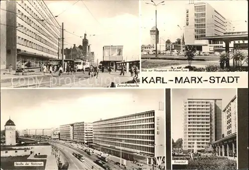 Karl Marx Stadt Zentralhaltestelle Strasse der Nationen Rosenhof Kat. Chemnitz
