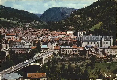 Saint Claude Jura Fliegeraufnahme avec pont et cathedrale Kat. Saint Claude