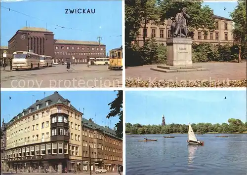 Zwickau Sachsen Hauptbahnhof Robert Schumann Denkmal Ringcafe Schwanenteich Kat. Zwickau