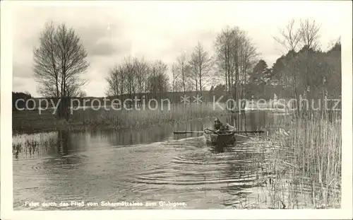 Bad Saarow Fahrt durch das Fliess vom Scharmuetzelsee zum Glubigsee Handabzug Kat. Bad Saarow