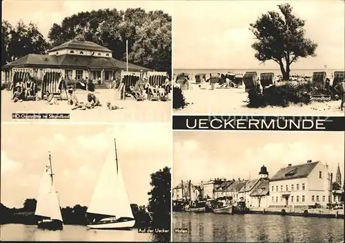 Ueckermuende Mecklenburg Vorpommern HO Gaststaette Strandbad Uecker Segelboot Hafen Kat. Ueckermuende
