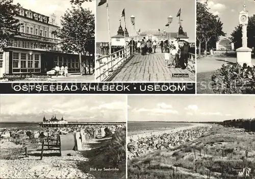 Ahlbeck Ostseebad Ostseehotel Duenenstrasse Seebruecke Konzertplatz Uhr Strand Kat. Heringsdorf Insel Usedom