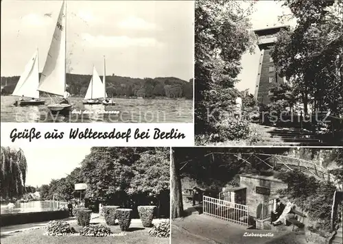 Woltersdorf Erkner Flakensee Segeln Aussichtsturm Liebesquelle HO Gaststaette Am Liebesquell / Woltersdorf Erkner /Oder-Spree LKR