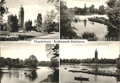Magdeburg Kulturpark Rotehorn Aussichtsturm Elbe Kat. Magdeburg