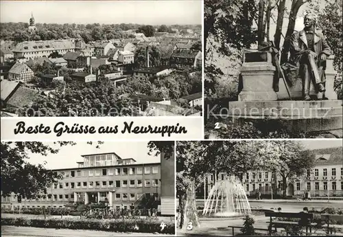 Neuruppin Fontane Denkmal Statue Karl Marx Platz Poliklinik Springbrunnen Kat. Neuruppin