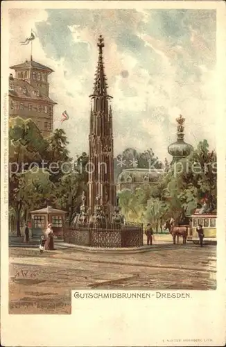 Dresden Gutschmidbrunnen Kuenstlerkarte Reichspost Kat. Dresden Elbe