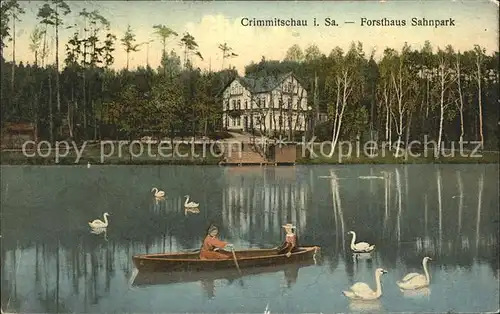 Crimmitschau Forsthaus Sahnpark Schwaene Boot Kat. Crimmitschau
