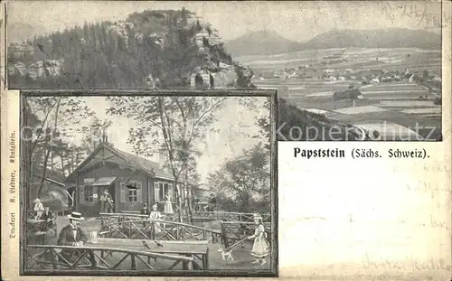 Papststein Gaststaette Felsen Elbsandsteingebirge Kat. Gohrisch